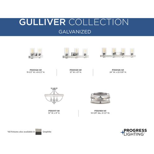 Gulliver 2 Light 14 inch Galvanized Flush Mount Ceiling Light