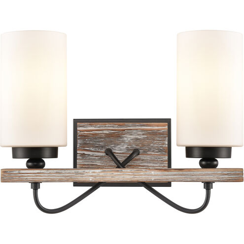 Paladin LED 14 inch Matte Black Bath Vanity Light Wall Light in White Glass
