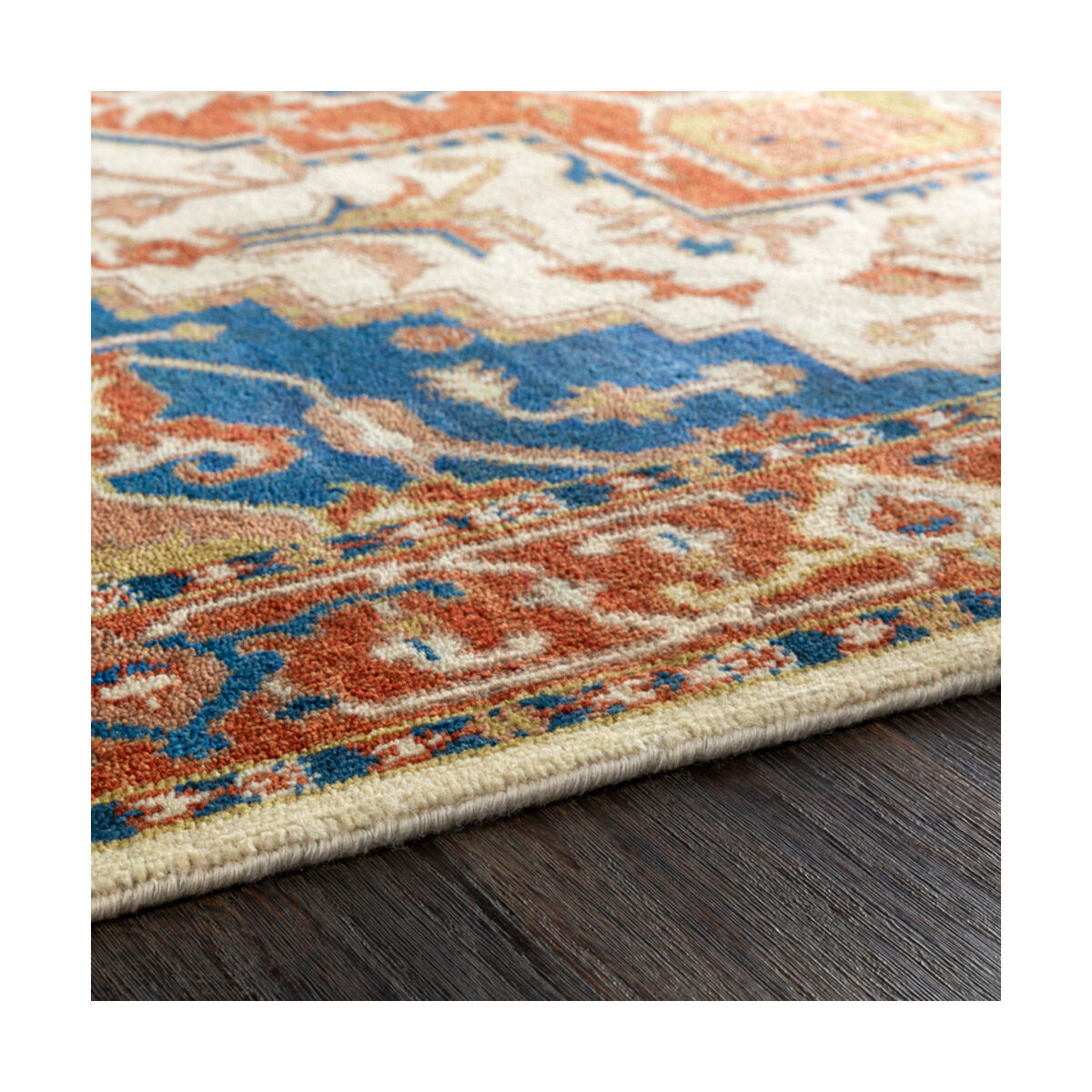 Zeus 36 X 24 inch Burnt Orange/Sky Blue/Camel Rugs, Wool and Cotton