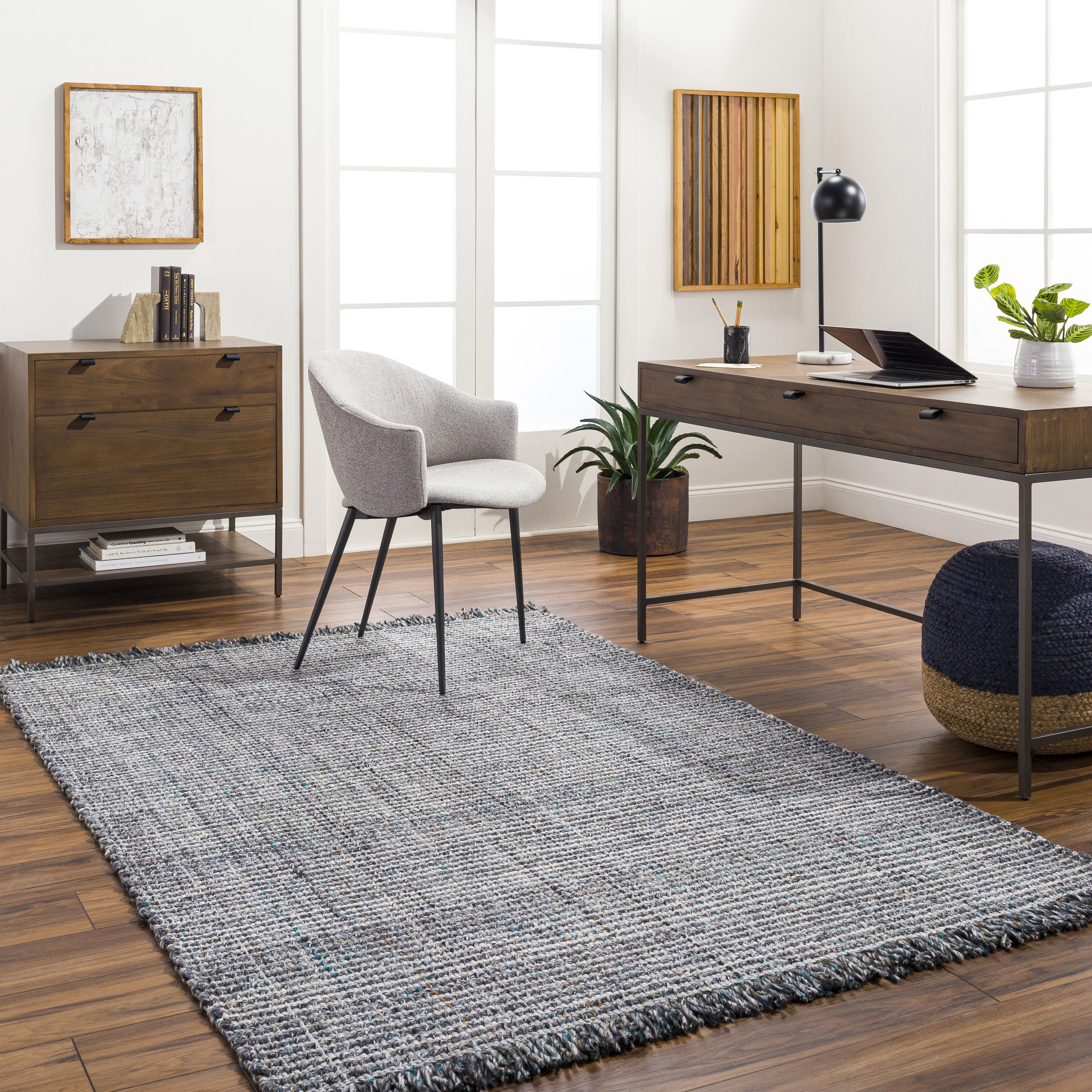 Sara 120 X 96 inch Light Slate Rug, Rectangle