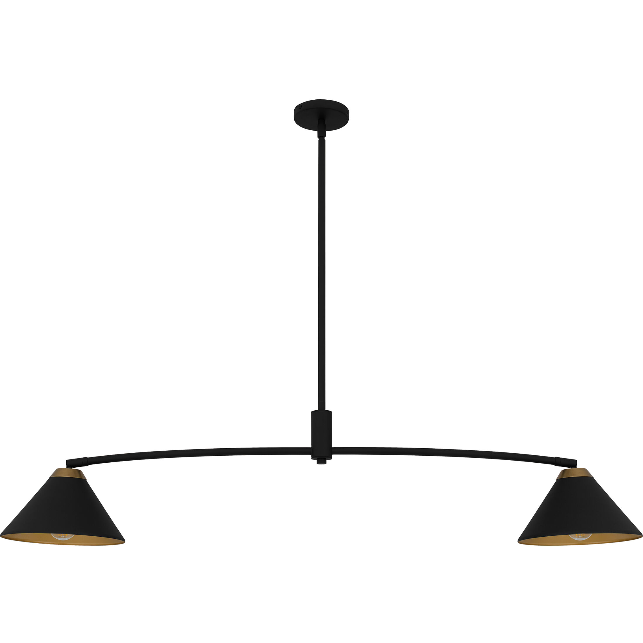 Alscott 2 Light 52 inch Matte Black Linear Chandelier Ceiling Light, Large