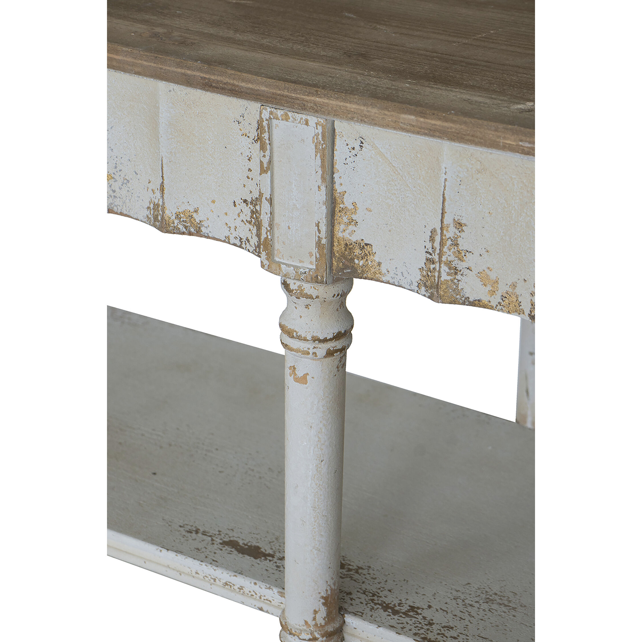 Anita 63 X 19.7 inch Distressed White and Beige Console Table