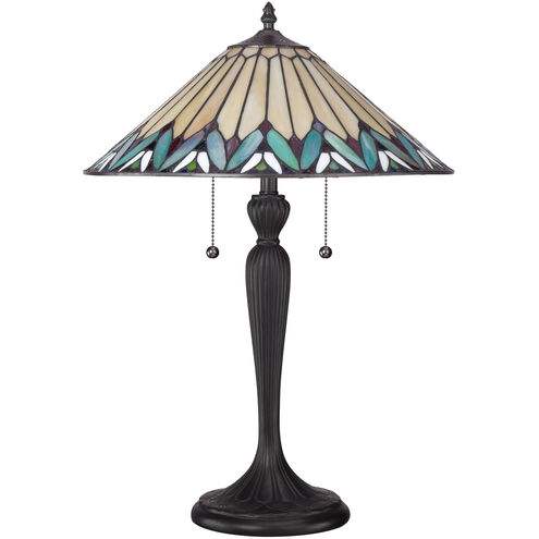 Tiffany 23 inch 75 watt Authentic Bronze Table Lamp Portable Light, Naturals