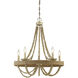 Bohemian 5 Light 26 inch Natural Wood with Rope Chandelier Ceiling Light