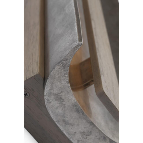 Anne-Marie Barton Remi Sconce Wall Light in Mottled Pewter and Warm Walnut