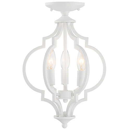 Transitional 3 Light 11 inch Bisque White Convertible Semi-Flush or Pendant Ceiling Light