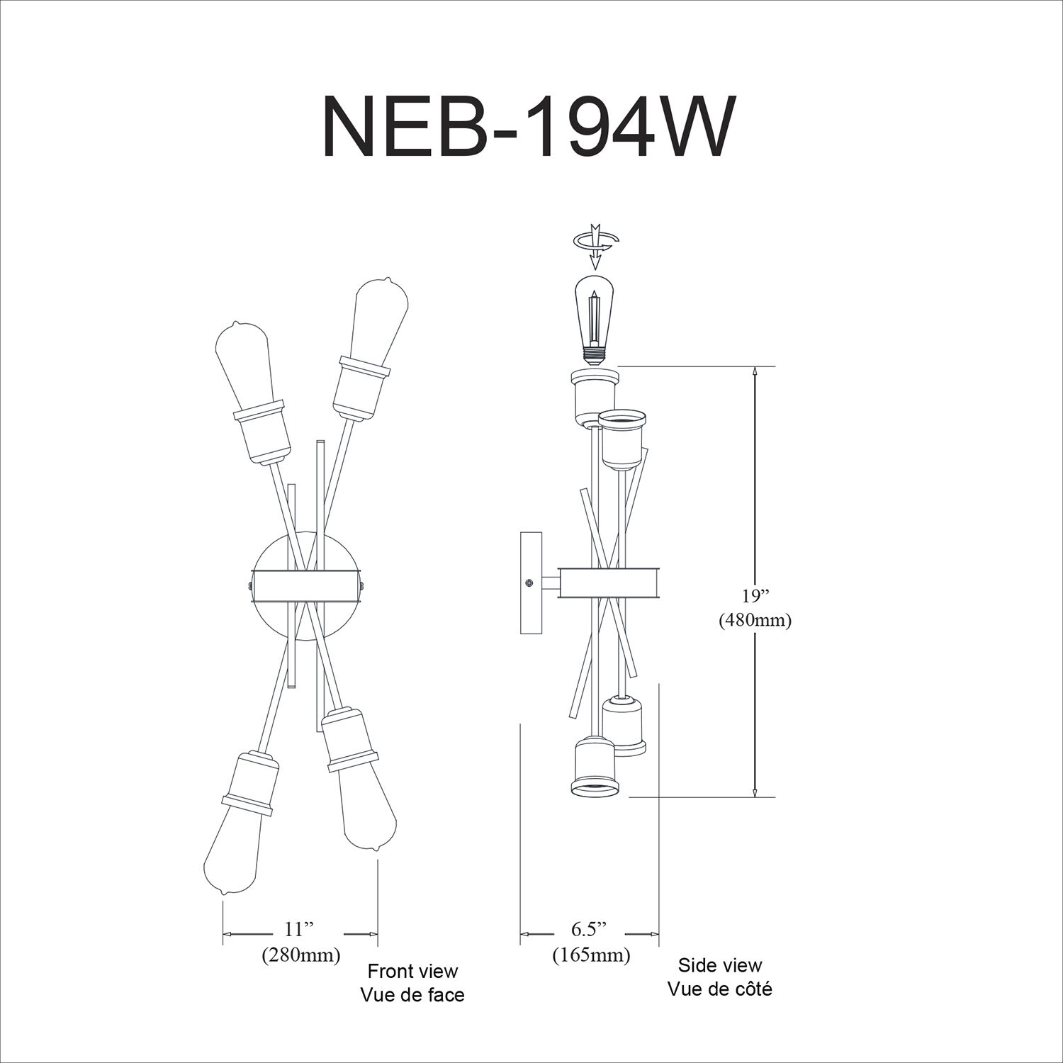 Nebraska LED 11 inch Burnished Chrome Decorative Wall Sconce Wall Light