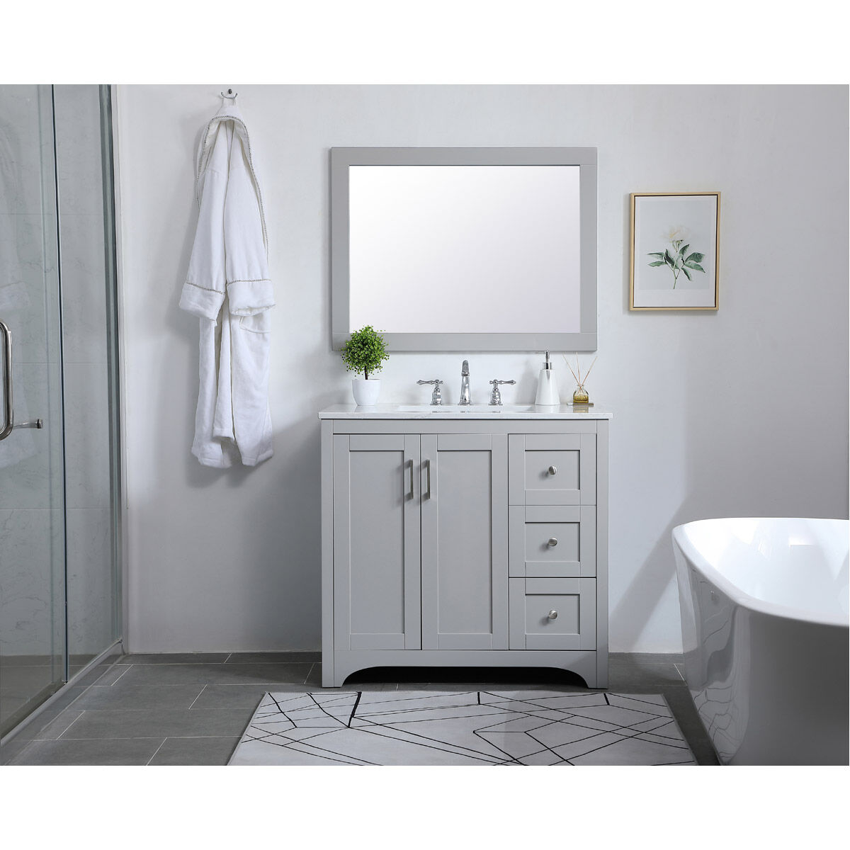 Aqua 36 X 27 inch Grey Wall Mirror