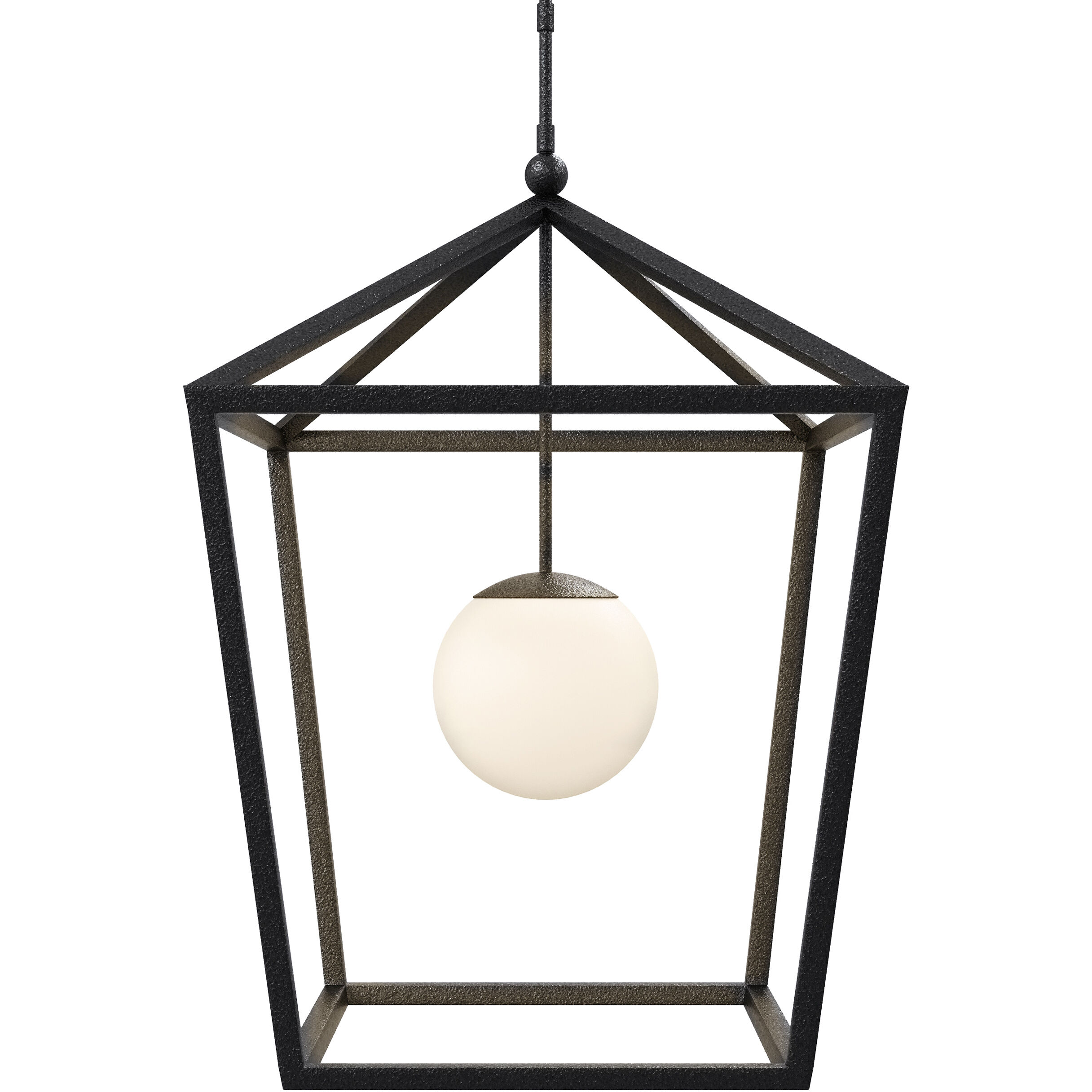 Denison 1 Light 26 inch Black/Frosted White Outdoor Lantern Pendant, Large