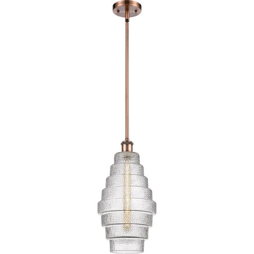 Ballston Cascade LED 8.25 inch Antique Copper Mini Pendant Ceiling Light in Clear Glass