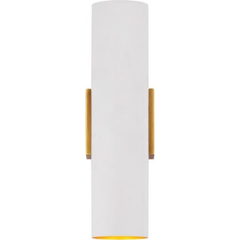 AERIN Nella LED 4.25 inch Hand-Rubbed Antique Brass and Plaster White Cylinder Sconce Wall Light, Medium