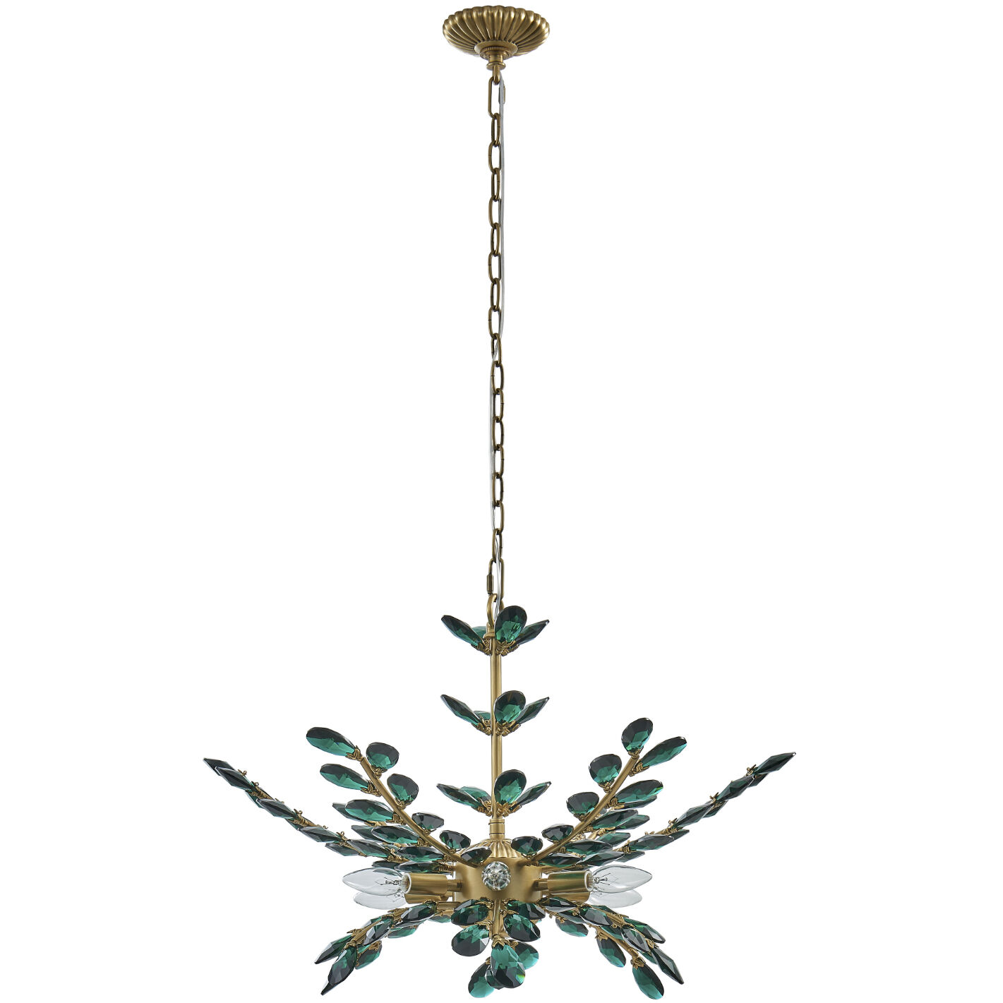 Alloro 6 Light 26 inch True Brass Pendant Ceiling Light