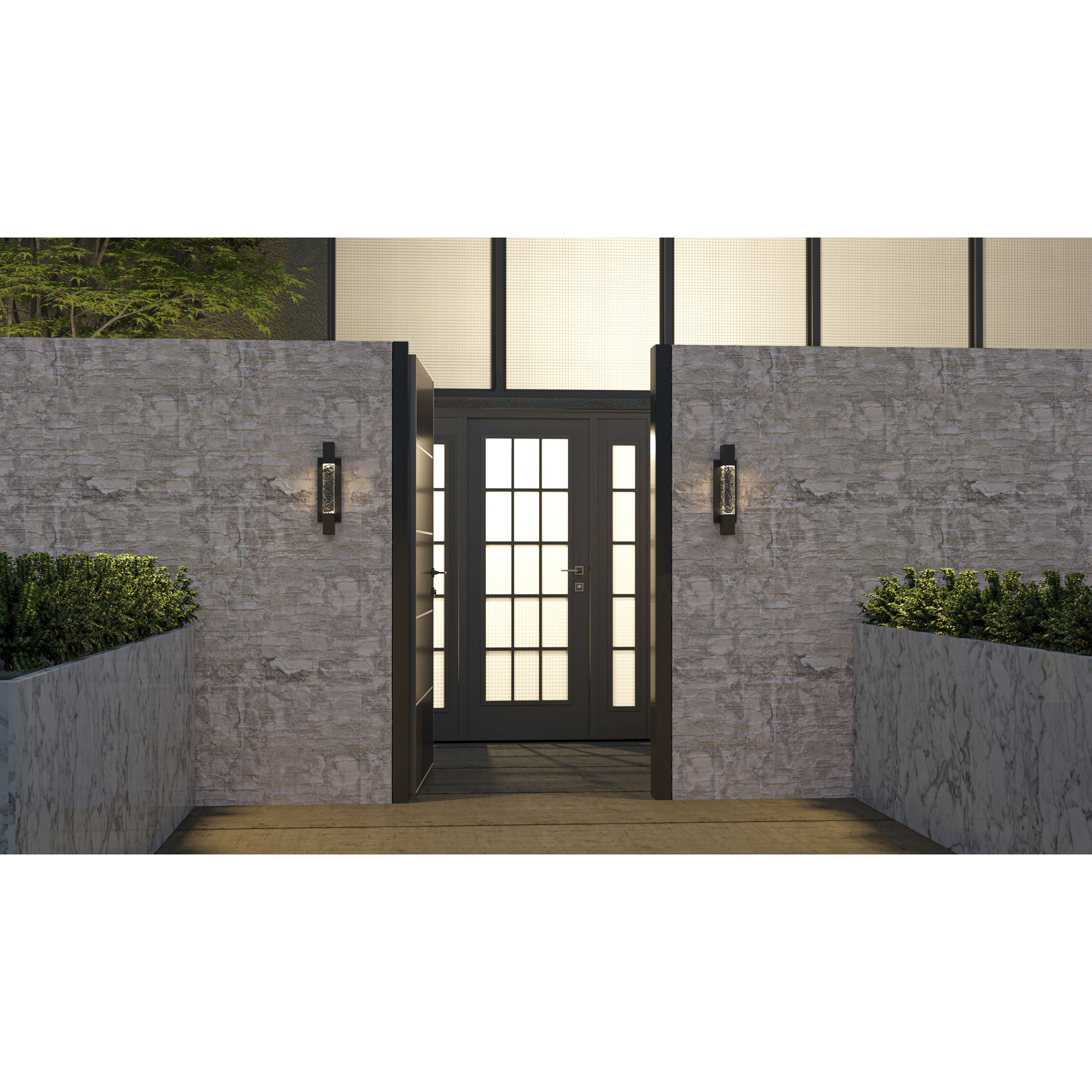 Solace LED 16 inch Matte Black Outdoor Wall Lantern, Medium