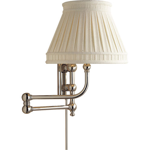 Chapman & Myers Pimlico 25 inch 60.00 watt Polished Nickel Swing Arm Wall Light in Linen Collar