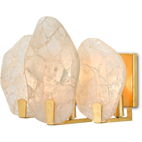 Nightfall 3 Light 19 inch Faux Rock Crystal/Contemporary Gold Leaf Wall Sconce Wall Light