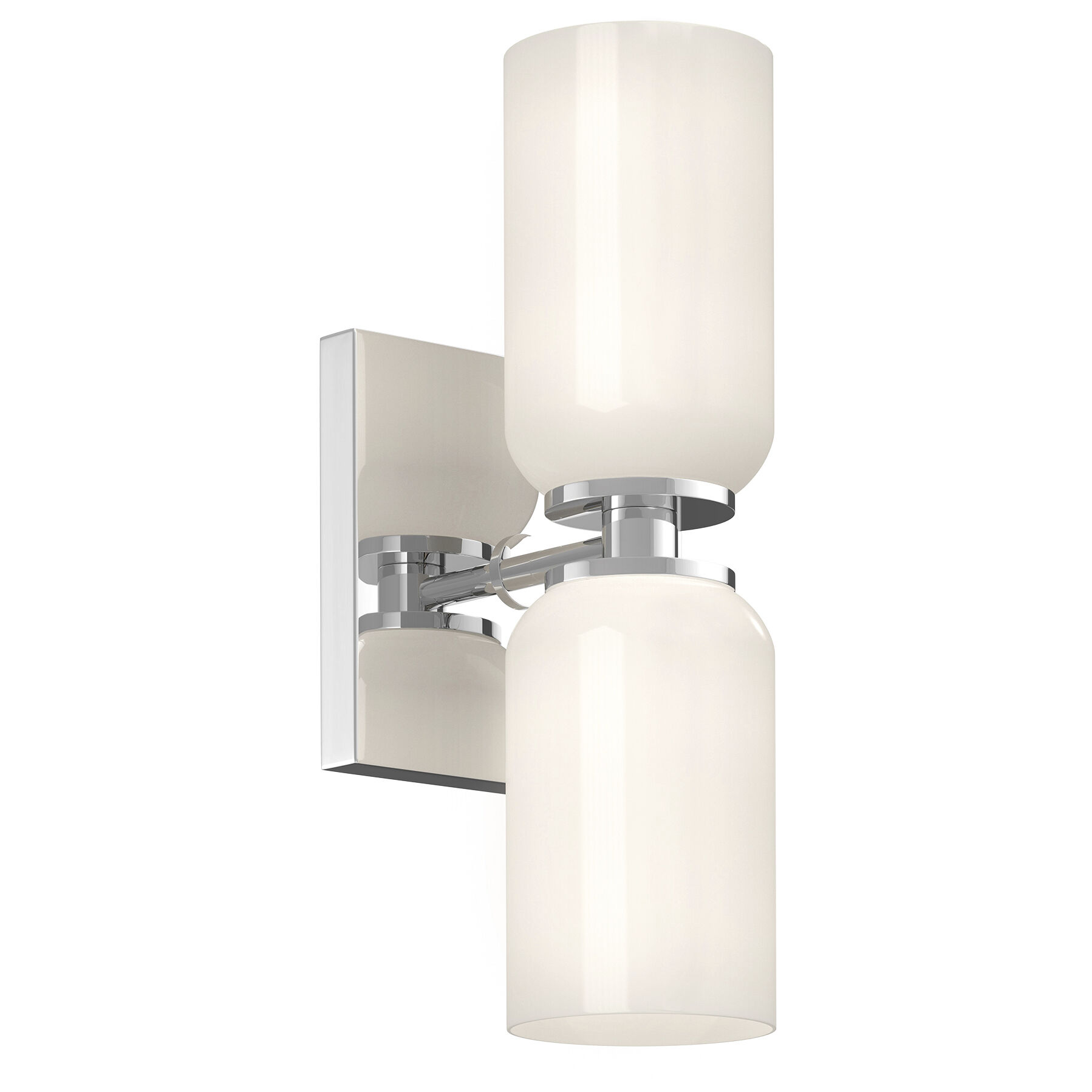 Nola Wall Sconce Wall Light in Chrome, Glossy Opal Glass Shade