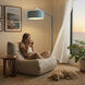 Stretch 75 inch 9 watt Turquoise Arc Floor Lamp Portable Light in Turquoise Linen