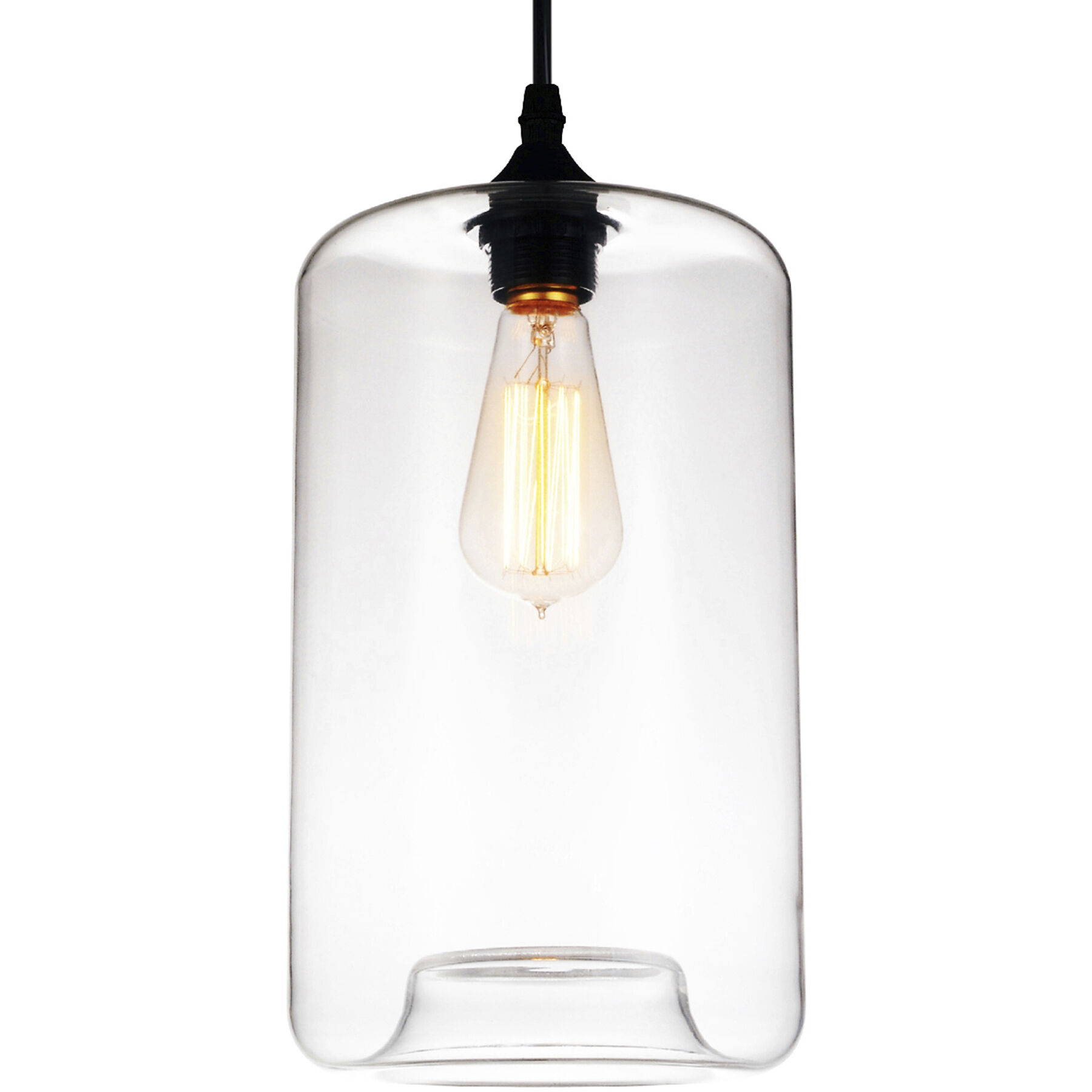 Glass 1 Light 7 inch Black Down Mini Pendant Ceiling Light in Clear