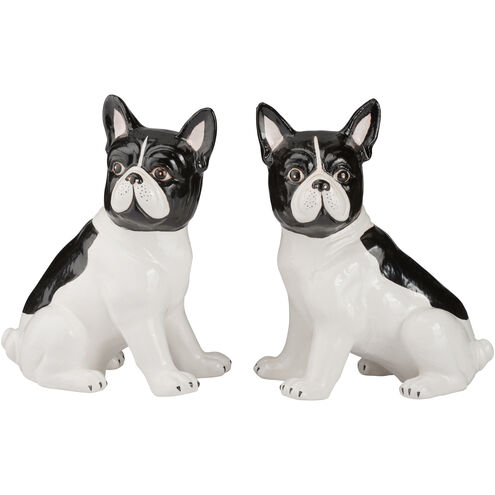 Gypsy Dog White/Cream and Black Figurines, Pair