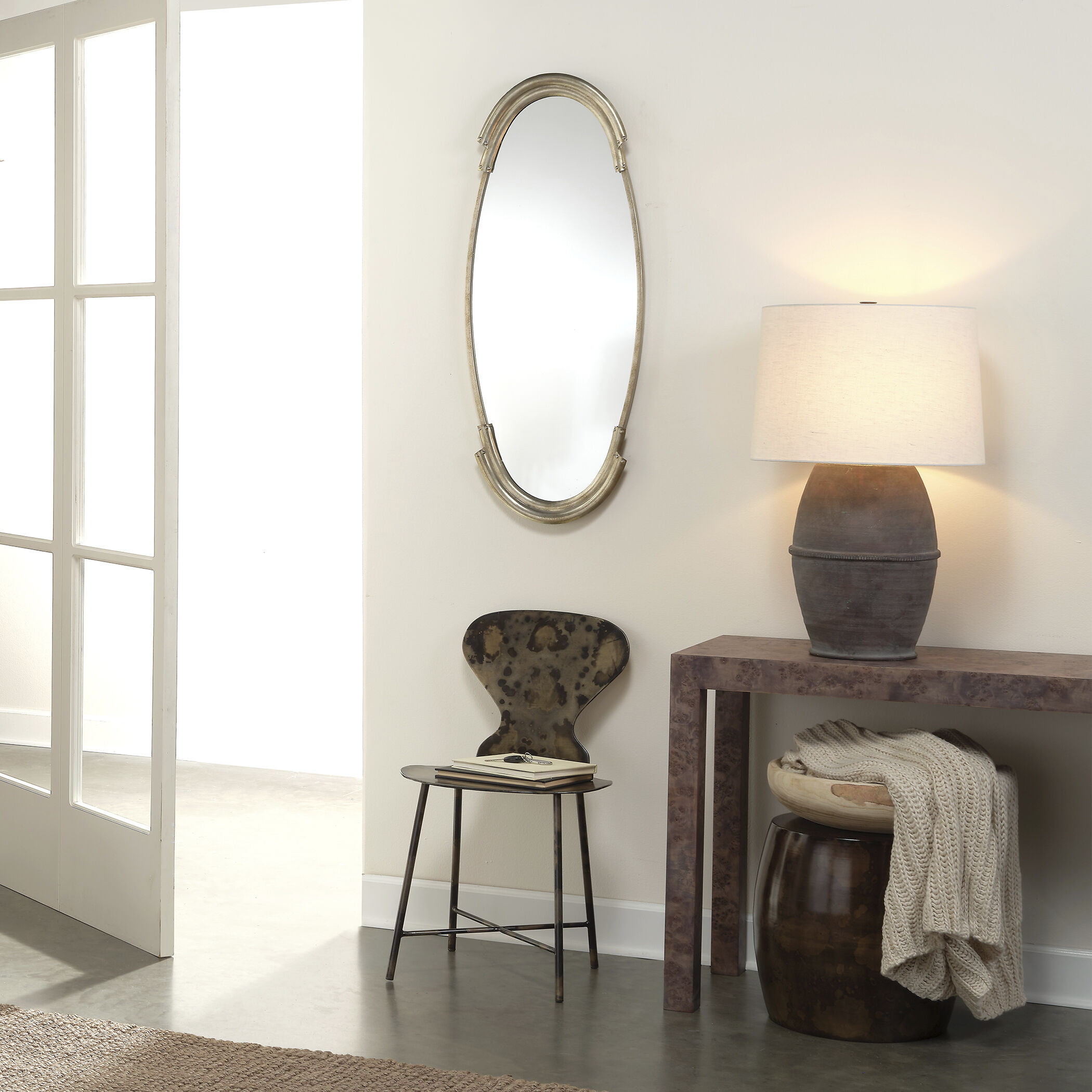 Margaux 45 X 17 inch Antique Silver Mirror