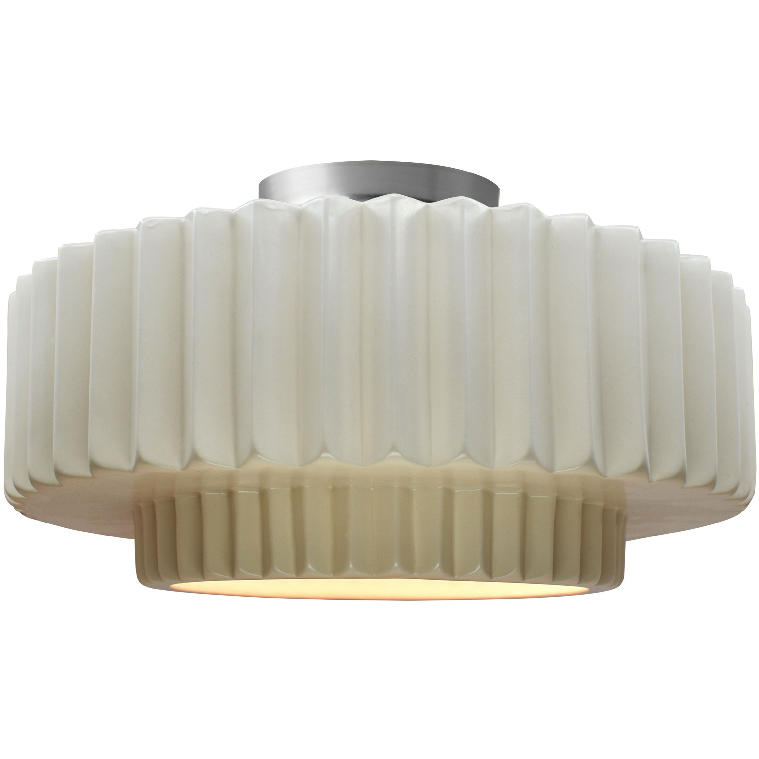 Radiance Collection - Pleated Tier LED 16.5 inch Matte White and Brushed Nickel Semi-Flush Ceiling Light in Dedicated LED, 16.5W x 8H, Form+Finish+Function
