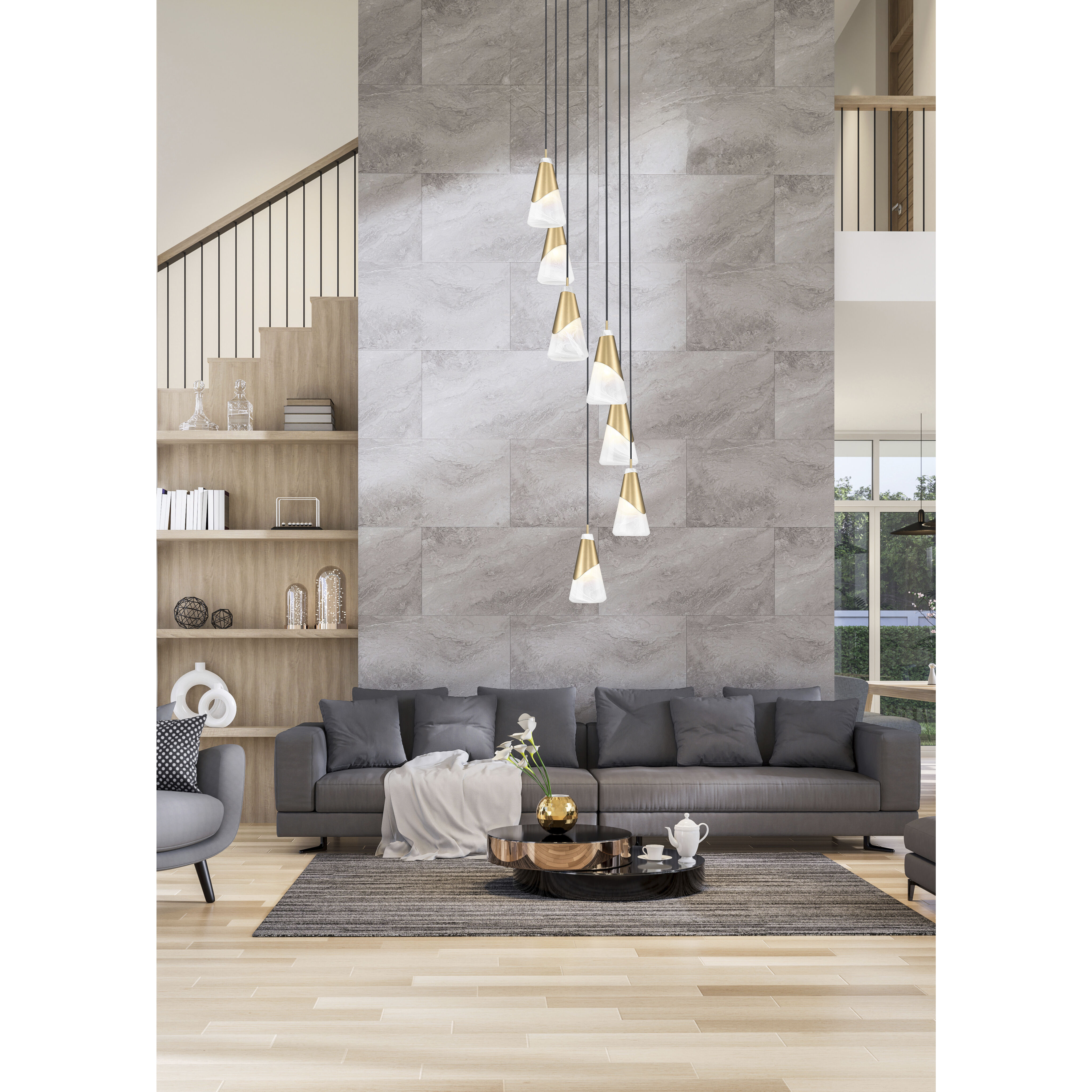 Aimie 7 Light 18 inch Modern Gold Chandelier Ceiling Light