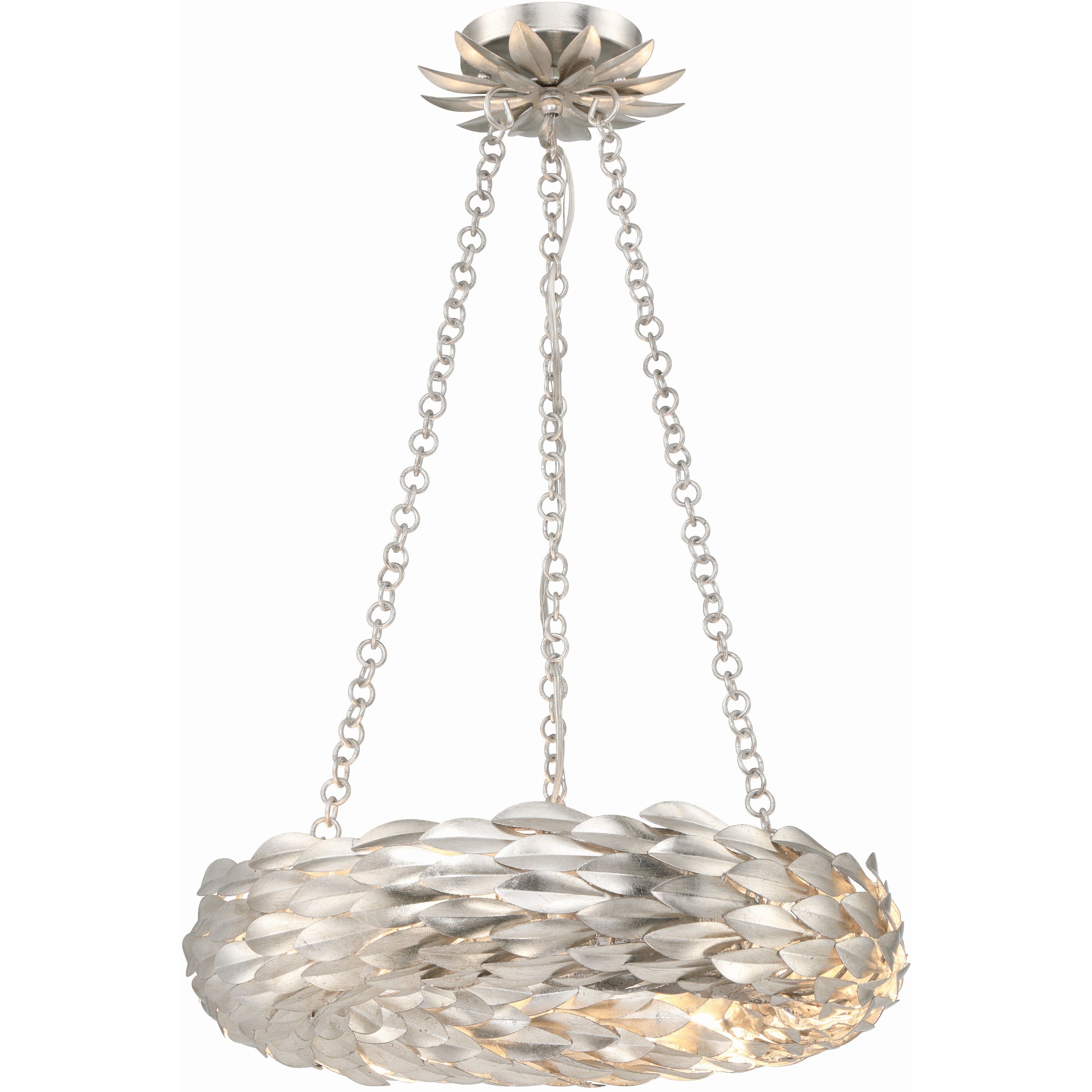 Broche 6 Light 18 inch Antique Silver Chandelier Ceiling Light