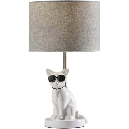 Sunny 18 inch 60.00 watt White Ceramic with Brushed Steel Neck Table Lamp Portable Light, Simplee Adesso