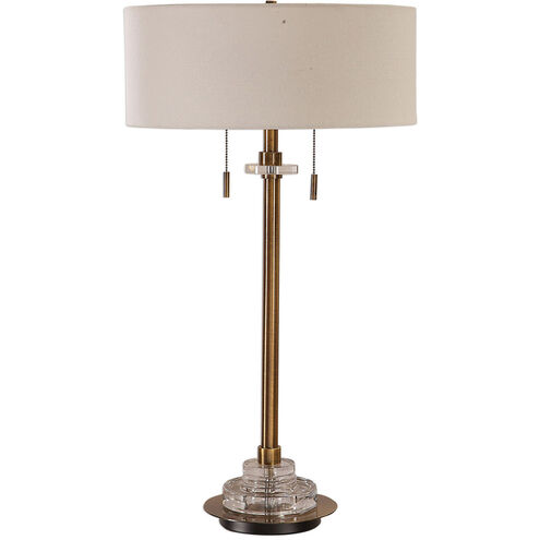 Harlyn 32 inch 60 watt Antique Brass and Crystal Table Lamp Portable Light