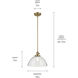 Avery 1 Light Natural Brass Pendant Ceiling Light
