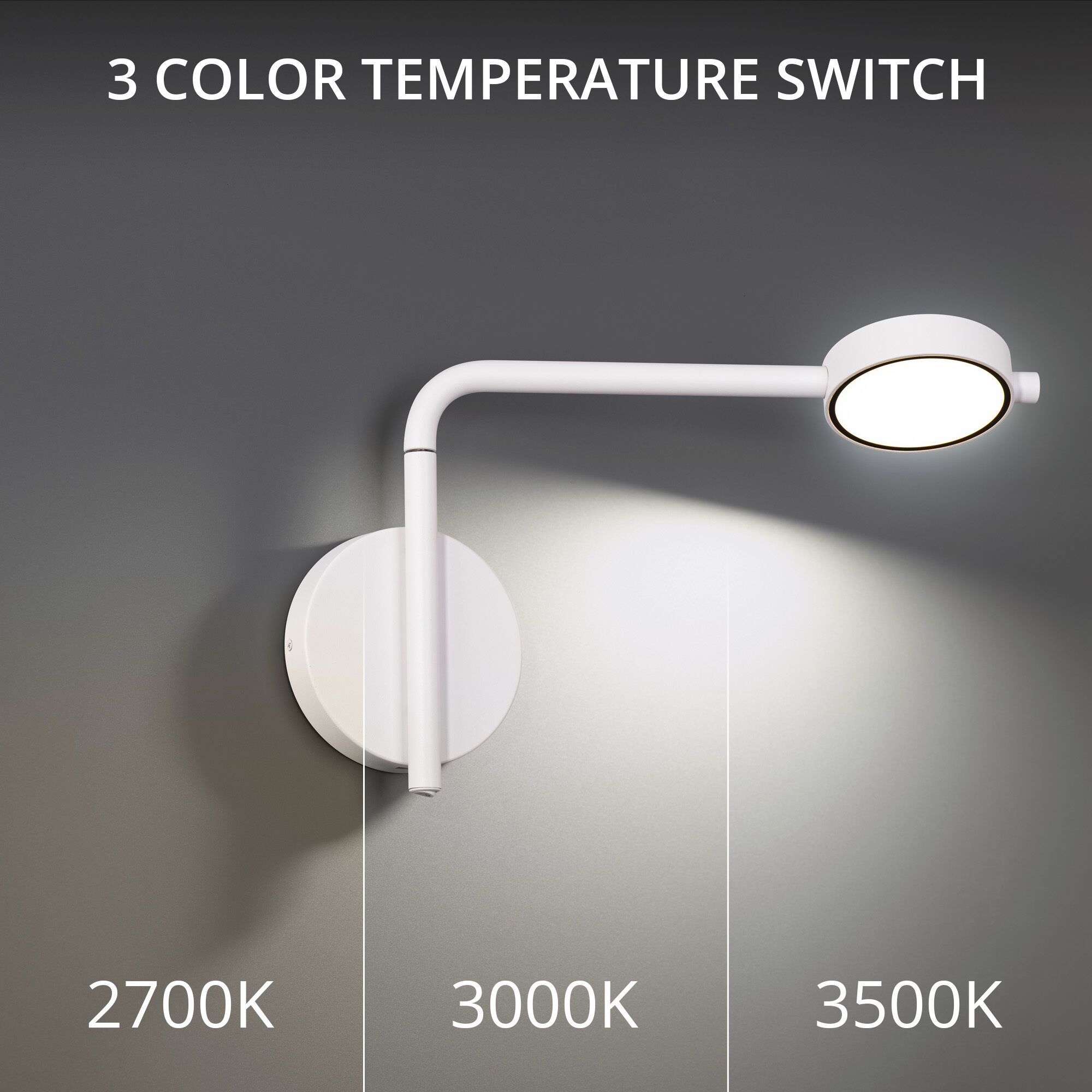 Elbo Reading Light Wall Light in 3500K, White, dweLED