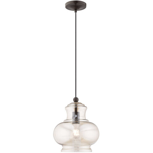 Art Glass 1 Light 10 inch English Bronze Mini Pendant Ceiling Light