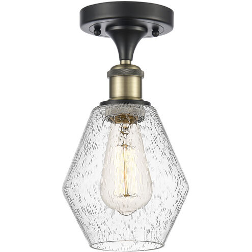 Ballston Cindyrella 1 Light 6 inch Black Antique Brass Semi-Flush Mount Ceiling Light in Incandescent, Seedy Glass