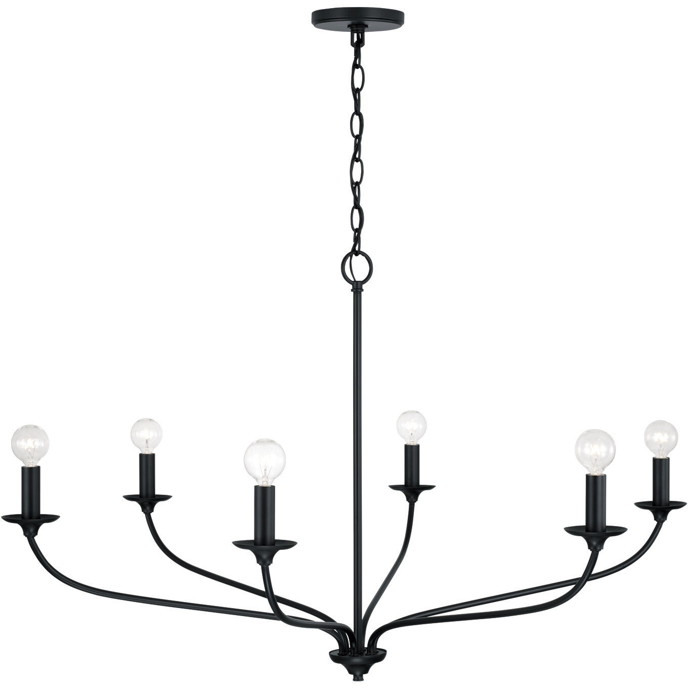 Dolan 6 Light 39.75 inch Matte Black Chandelier Ceiling Light