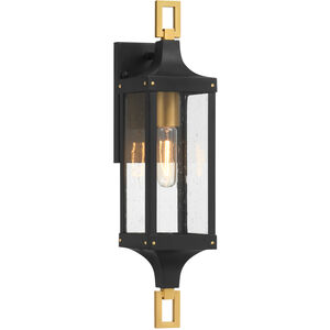 Glendale 1 Light 20.5 inch Matte Black with Burnished Brass Outdoor Wall Lantern
