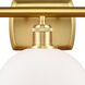Ballston Athens 3 Light 26 inch Satin Gold Bath Vanity Light Wall Light in Matte White Glass, Ballston