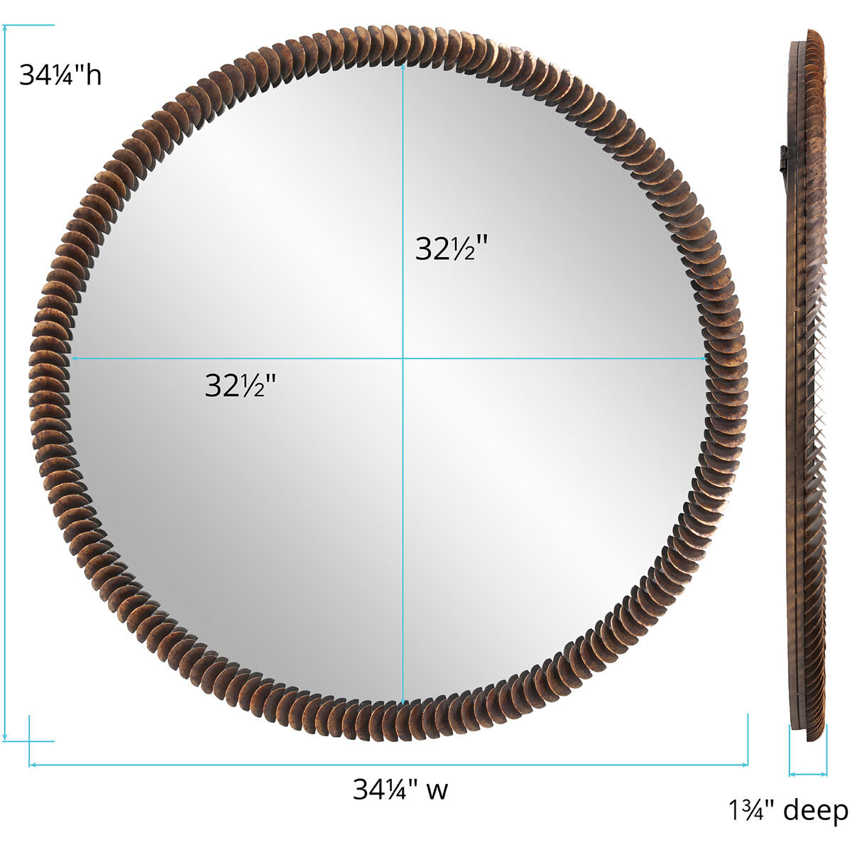 Coined 34 X 34 inch Acid Treated Wall Mirror