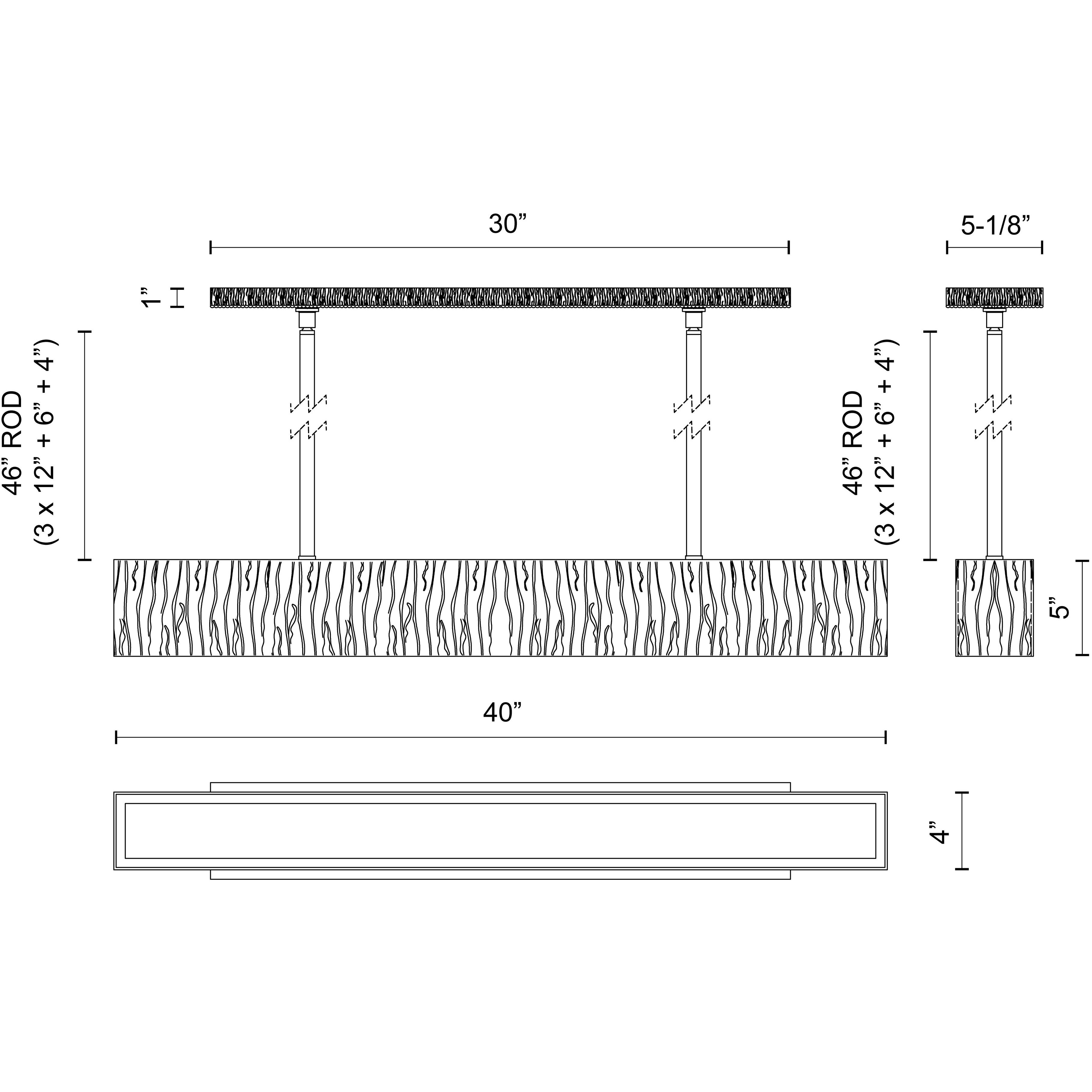 Kensington 40 inch Brushed Brass Linear Pendant Ceiling Light in Vintage Brass
