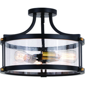 Holbrook LED 15.75 inch Matte Black and Satin Brass Semi-Flush Mount Ceiling Light
