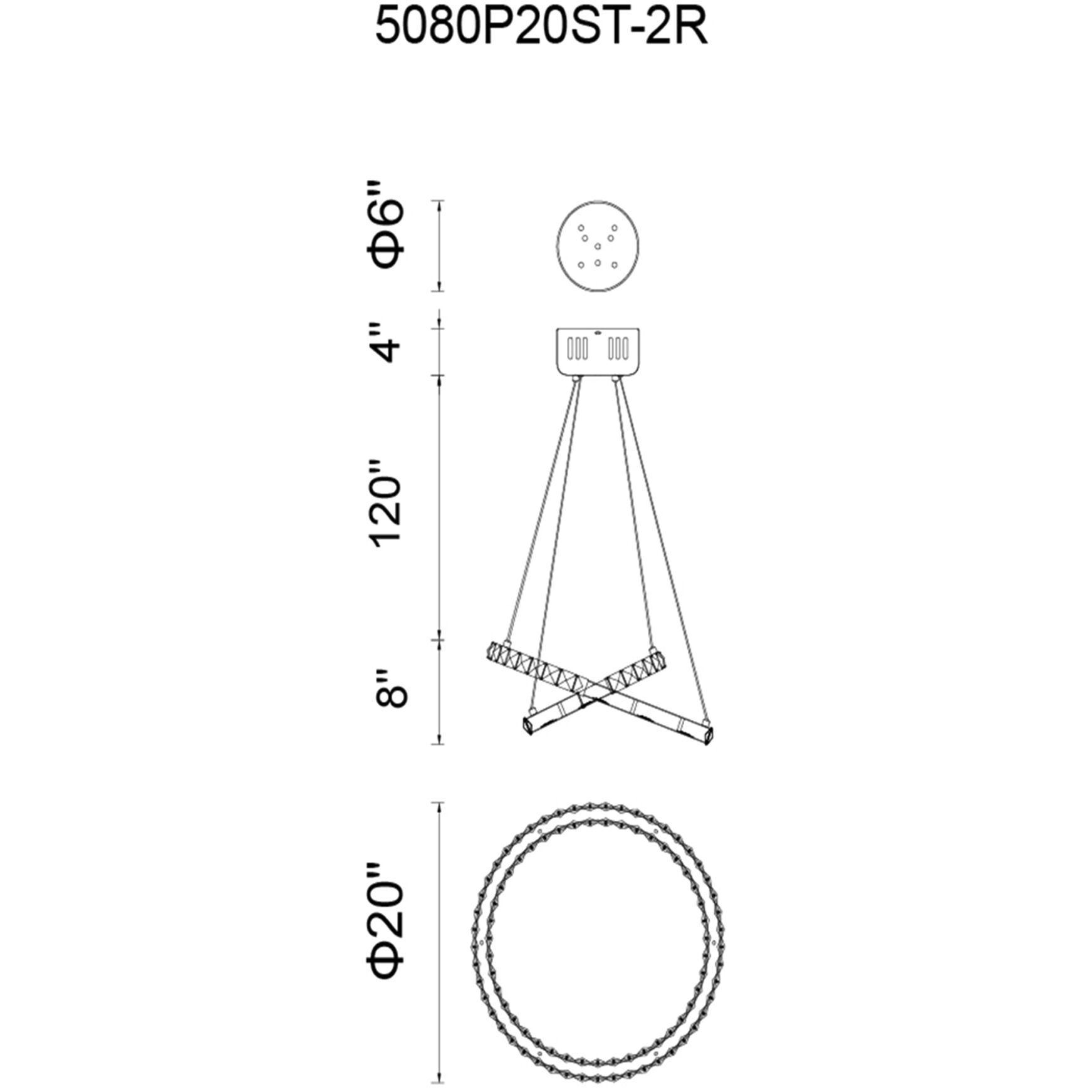 Ring LED 20 inch Chrome Chandelier Ceiling Light
