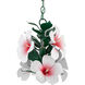 Hibiscus 3 Light 10 inch Glossy White/Pink/Green Chandelier Ceiling Light, Petite, Sasha Bikoff Collection