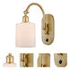 Ballston Cobbleskill LED 5.3 inch Satin Gold Sconce Wall Light in Matte White Glass
