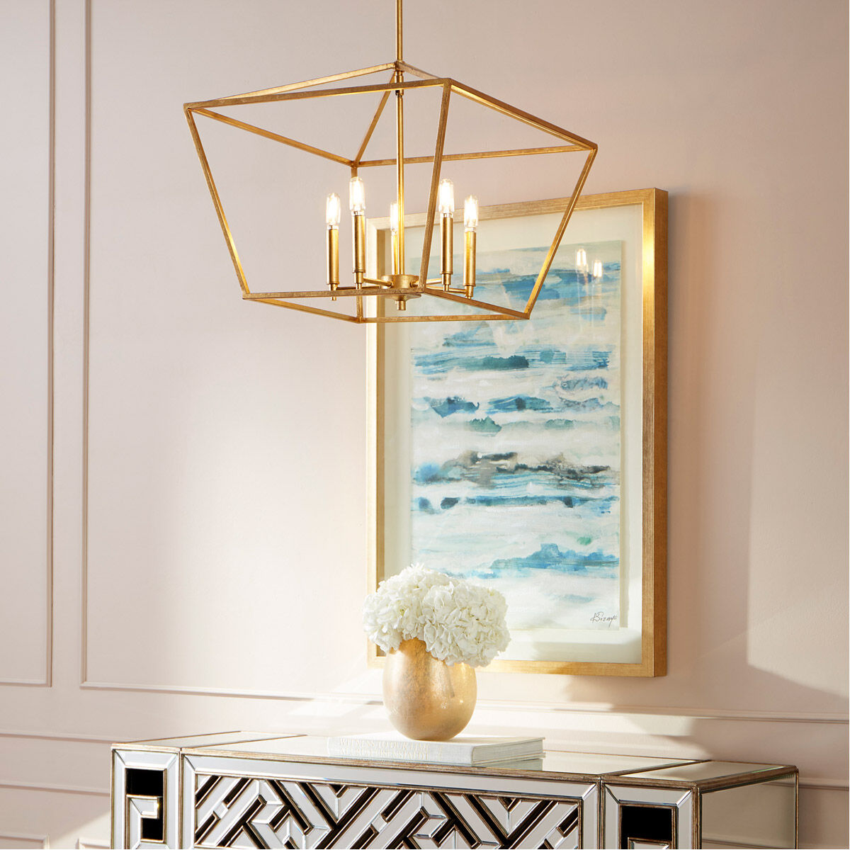 Gabriel 5 Light 21 inch Gold Leaf Nook Ceiling Light, Quorum Home