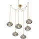 Coppa 6 Light 17 inch Gilded Brass Swag Multi-Pendant Ceiling Light in Smoke Optic