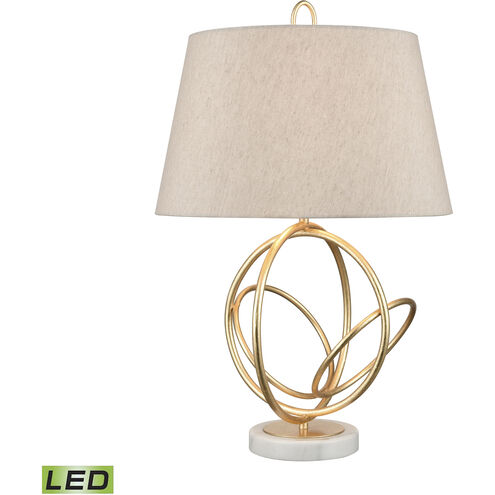Morely 26 inch 9 watt Gold Leaf with White Table Lamp Portable Light
