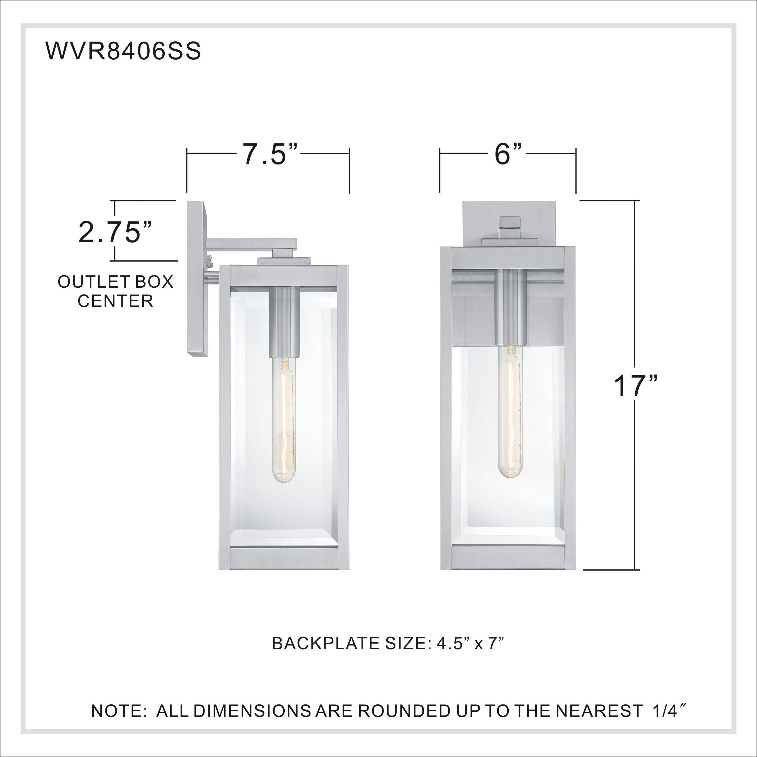 Westover 1 Light 17 inch Stainless Steel Outdoor Wall Lantern