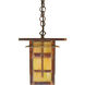 Finsbury 1 Light 8 inch Antique Copper Pendant Ceiling Light in Amber Mica