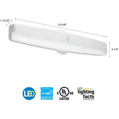 Indoor LED 24 inch Gloss White Flush Mount Ceiling Light, Motion Sensor