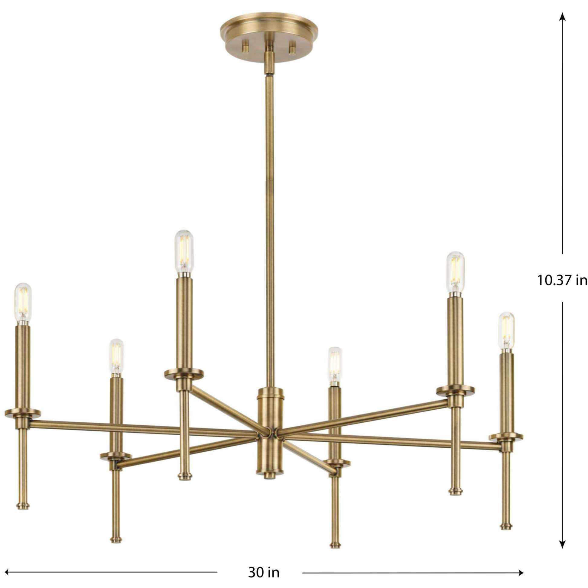 Elara 6 Light 30 inch Vintage Brass Chandelier Ceiling Light