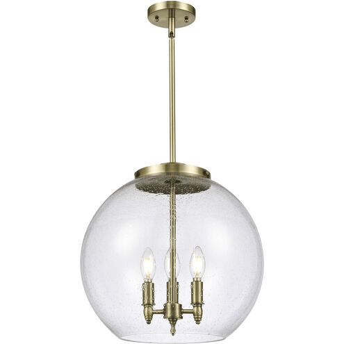 Ballston Athens 3 Light 15.75 inch Antique Brass Statement Pendant Ceiling Light in Incandescent, Seedy
